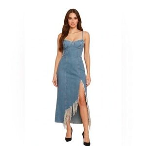 Good American NWT Asymmetrical Denim Dress